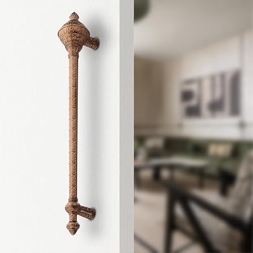 Image of Royal Gada Door Handle for Main Door /29 Inch Traditional Main Door Handle /Pull Push Handle for Home /Office /Hotels Doors - (Hole to Hole 600mm, Pack of 1) - PVD Rose Gold - 3 Years Warranty