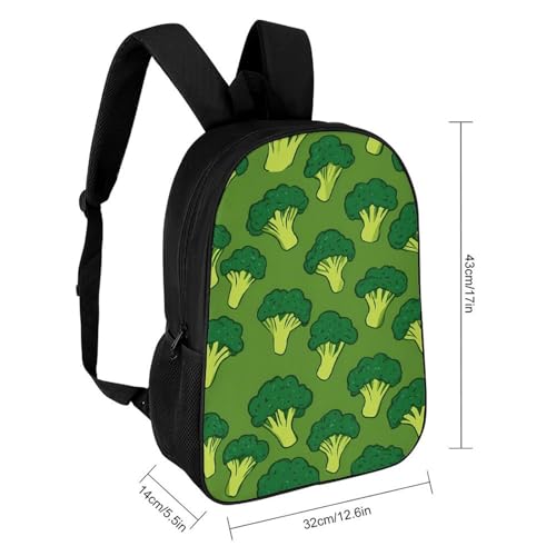Broccoli Pattern Classic 17 Inch Backpack Travel Daypack Casual Shoulder Bag with Adjustable Strap for Men Women2