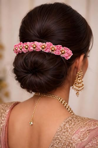 Image of MAJIK Combo of 4Pcs Gajra for Women and Girls Artificial Flower Gajra Beads Hair Gajra for Juda Hair Accessories for Women (2)