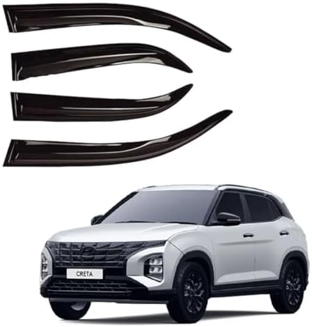 Premium Non-Breakable Car Window Door Visor/Rain Guard/Wind Deflector Compatible for (Creta 2024 Latest Model)