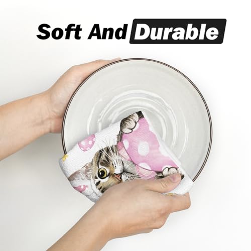 Artoid Mode DISHTOWEL-EASTER-4075-2PC-027 Pink Rabbit Ears Cat Eggs Happy Easter Kitchen Towels Dish Towels thumb #4