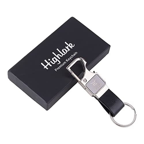 Image of Heavy Duty Metal Carabiner Keychain with Leather Strap for Men & Women | Premium Belt Clip Key Holder | Secure Spring Lock Key Ring for Car, Bike & Office Keys