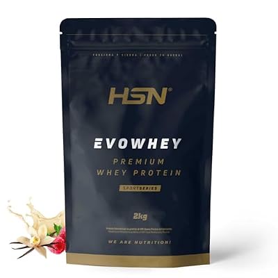 Concentrado de Proteína de Suero de HSN Evowhey Protein 2.0 Sabor Frambuesa Vainilla 2 Kg = 67 Tomas por Envase Whey Protein Concentrate No-GMO, Vegetariano, Sin Gluten ni Soja, 1 item