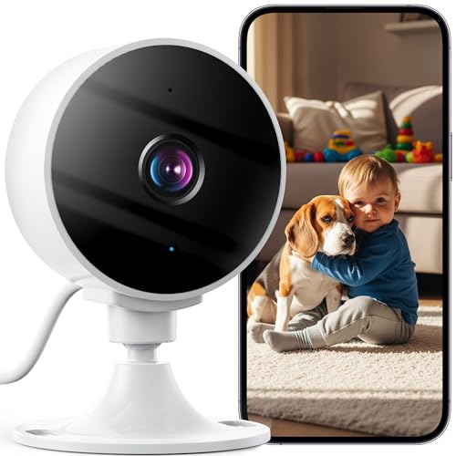 Elelink Cámara Vigilancia WiFi Interior 2K 3 MP, Monitor para Bebés y Mascotas, Audio Bidireccional, Visión Nocturna, Detección de Movimiento y Sonido, Compatible con Alexa y Google Assistant, 2,4 GHz