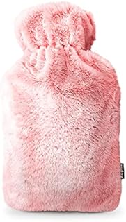 Keplin Large Hot Water Bottle Luxury Soft Cover 2 Litre, Cream | Thermal Rubber Bottle Covered with Premium Faux Fur | Ideal for Hot and Cold Compress, Hand & Feet Warmer, Muscle Pain Relief