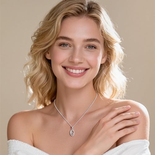 Laeclily Initial Necklaces for Women 14k Silver Plated Dainty Necklace Tiny Heart Initial A-Z Letter Pendant Necklace Choker Necklaces Personalized Jewelry Women Gifts for Christmas Valentines — view 5