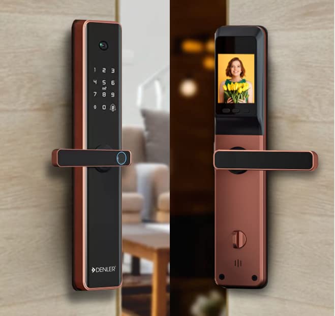 Denler DL04H Rose Gold Smart Lock Digital Door Lock Wi-Fi Remote Unlock Using App, Fingerprint, RFID Card, PIN, Manual Key Access 3 Years Warranty, Aluminum
