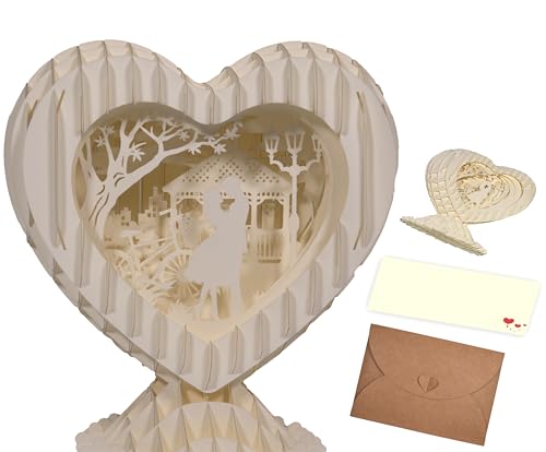 Cœur pliable 3D Magicpaper carte amour en papier sans LED