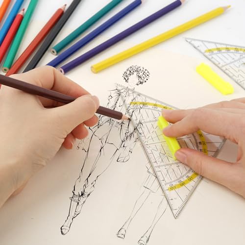 Behiruch 4 Stück Geodreieck Klein mit Griff, 14 cm Geodreieck Flexibel, Dreiecke Transparen Ideal für Schüler, Zeichner und Modellbauer