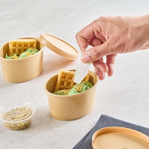 Image of Coppetta 6 Ounce Dessert Cups, 200 Greaseproof Ice Cream Cups - Lids Sold Separately, For Hot And Cold Foods, Kraft Paper Yogurt Bowls, Disposable, For Sundaes, Mousse Or Puddings - Restaurantware