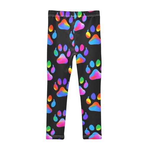 Neon Dog Paw Girls Leggings Soft Stretch Workout Yoga Dance Pants for Kids Casual Tights2