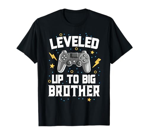 Leveled Up To Big Brother Baby Announcement Gaming Gamer T-Shirt
