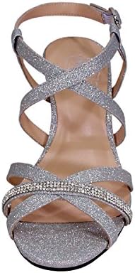 Floral Joanne (DP859) Women's Wide Width Rhinestone Strappy Wedge Heeled Sandals Silver 11 | Image 1