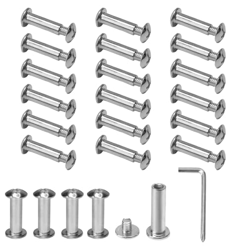 KINDPMA 60Sets M3 Cupboard Joining Bolts 16mm Connecting Screws Cabinet Connectors Furniture Connector Bolts Furniture Screws for Wardrobe Bookcases Shelves