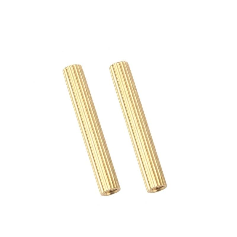 TSIOHKBS 50pcs M2*L L= 3mm to 35mm 2mm Thread Brass Round Standoff Spacer Female M2 Brass Threaded Spacer (M2x24)