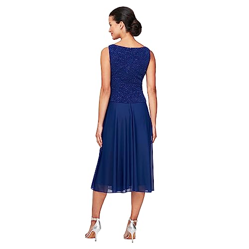 Image of Alex Evenings Women's Tea Length Mock Dress with Sequin Jacket (Petite and Regular Sizes)