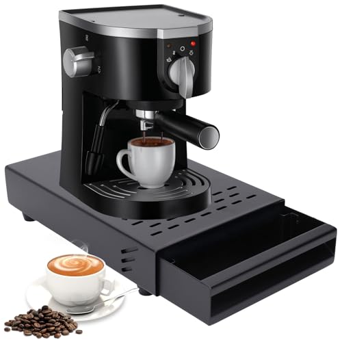 Coffee Knock Box Pull Out Single Knock Drawer Stainless Steel Powder Knock Box Type Coffee Ground Knock Container with Rod for Coffee Shop Restaurant Home Bar(Black)