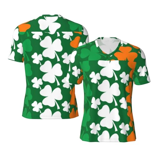 Stylish Athletic Sports Jersey Patricks-Day-Irish-Flag Men's Rugby Jersey X-Large