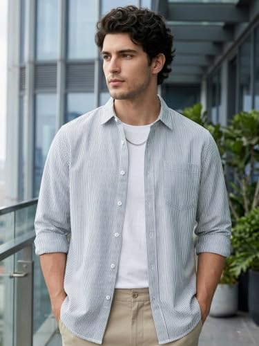 Image of Urbano Fashion Men's Cotton Full Sleeve Regular Fit Casual Striped Shirt