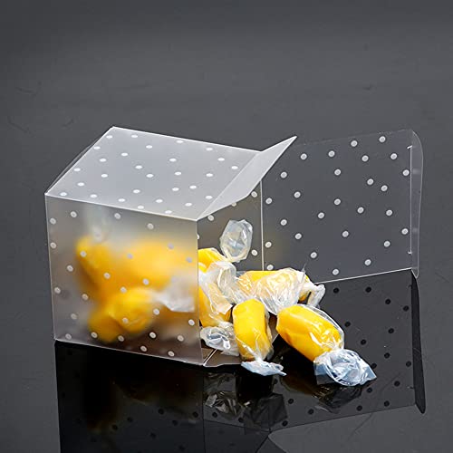 Ocmoiy 50Pcs Macaron Boxes For 2 Macarons, 2 X 2 X 2 Inches Clear White Polka Dots Party Favor Boxes With Ribbons For Wedding, Baby Shower, Cute Minigift Candy Boxes #TOP2