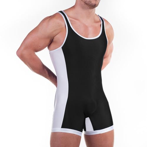 DLSMDOUS Men\'s Wrestling Singlets Sleeveless Athletic Supporters Wrestling Uniform Sports Bodysuit Jumpsuits for Fun 4309 Black S - Thumbnail 2