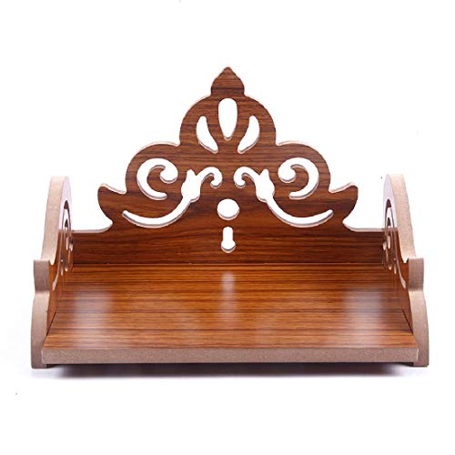 Image of Art And Craft Wooden Temple Beautiful Plywood Mandir Pooja Room Home Decor Office OR Home Temple (Red), 14 Cm