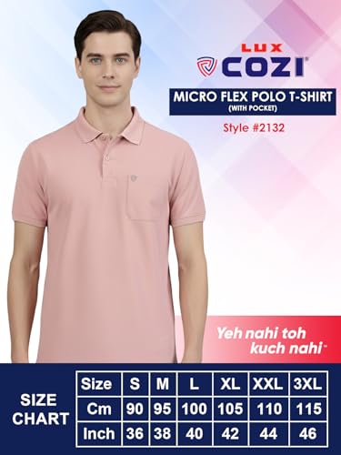 Image of Lux Cozi Men's Cotton Blend Polo T-Shirt with Chest Pocket | Collar T-Shirts for Men | Half Sleeves | Plain - Regular Fit (Pack of 2)