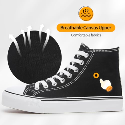 ZGR Womens High Top Canvas Sneakers,Lace-up Canvas Shoes,Casual Tennis Walking Shoes2