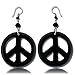 Earth Accessories Peace Sign Dangle Earrings with Organic Wood