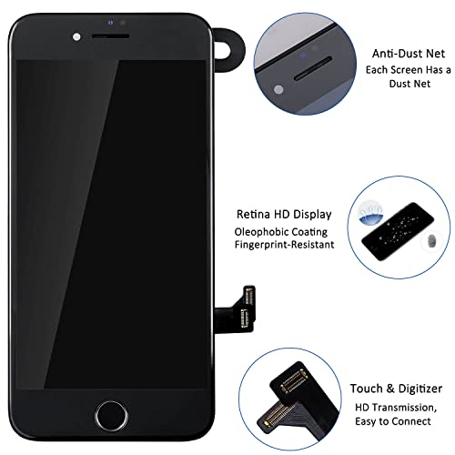 For Iphone 8 Plus Lcd Screen Replacement With Home Button, Mrr.omw Touch Display Digitizer Full Assembly Pre-Assembled Front Camera Sensor Earpiece, With Tempered Glass And Repair Tools, 5.5Inch Black #TOP4