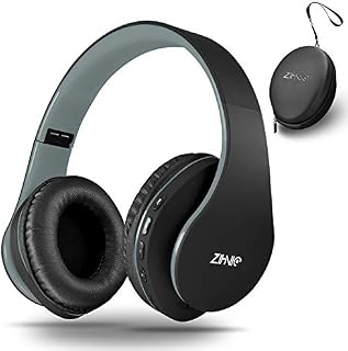 ZIHNIC Bluetooth Headphones Over-Ear, Foldable Wireless and Wired Stereo Headset Micro SD/TF, FM for Cell Phone,PC,Soft Earmuffs &Light Weight for Prolonged Waring(Black)