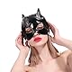 WUUDOA Katzenmaske Sexy, Latex Fetisch Maske, Cat Mask, Halloween Kostüm Damen, Catwoman Cosplay für Karneval