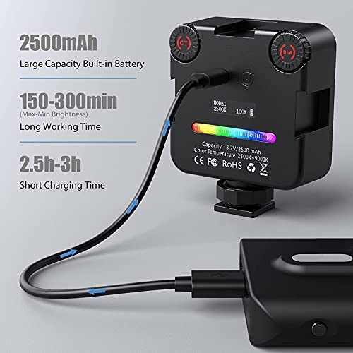 Videoleuchte Led, Behozel RGB KameraLicht mit 2500mAh Akku,84 Lichtperlen Dimmbare filmlicht 2500K-9000K,360 Farben CRI95,Zurück Magneten VlogLicht,Dauerlicht Fotolampe,Mini Videolicht,30 Blitzeffekte – Bild 3