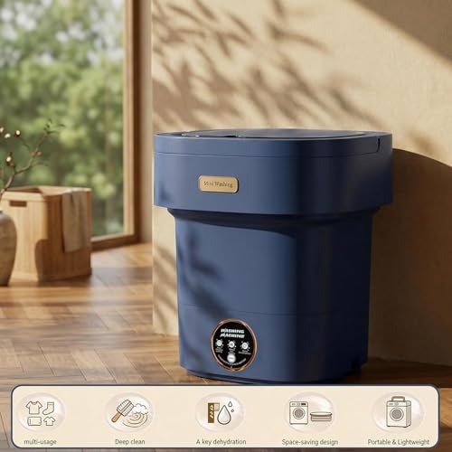 Image of Portable Washing Machine, 16L Mini Washing Machine With Spin Basket, Small Portable Washer Machine Suitable for Underwear Small Clothes Dryer Deep Cleaning D3