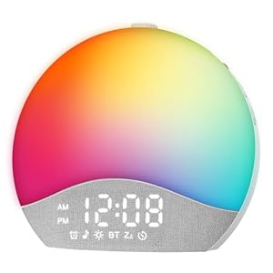 Sunrise Alarm Clock Sound Machine, Upgraded Backlit Buttons, 26 Soothing Sounds, White Noise Machine Night Light, Bluetooth Speaker Wake Up Light for Bedroom, Heavy Sleeper, Adults, Kids