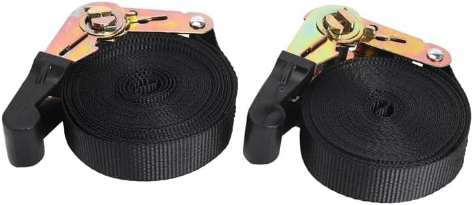 Generic 6 Pack 20 FT Ratchet Tie Downs Straps 6M X25mm Endless Ratchet Strap Heavy Cam Buckles Strap for Motorcycles,Car CNIM - (Color: Black Gold)