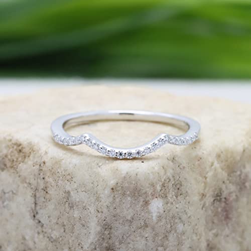 SAVEARTH DIAMONDS Round Lab Created Moissanite Diamond Enhancer Wedding Band for Women (0.10 ct, Color G-H, Clarity VVS1) in 14K Gold Plated 925 Sterling Silver2