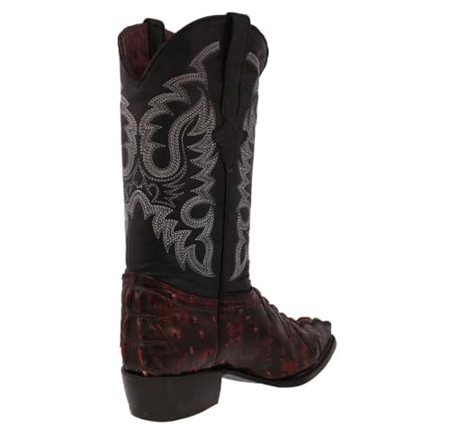 Texas Legacy Mens Black Cherry Western Cowboy Boots Crocodile & Ostrich Print4