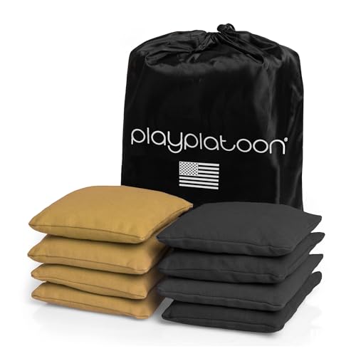 Image of Play Platoon Cornhole Bags Weather Resistant- Set of 8 Regulation Bean Bags for Tossing- Official Professional Size & Weight Corn Hole Bags Two Color All Weather Cornhole Beans Bag Set with Tote Bag