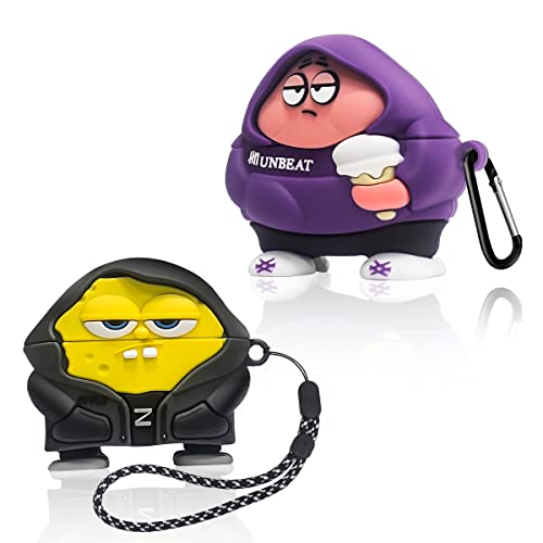 AIBEAMER 2Pack Silicone Case Cover for AirPods Pro 2nd Generation 2022 with Cute Cartoon Characters Design for Men Women