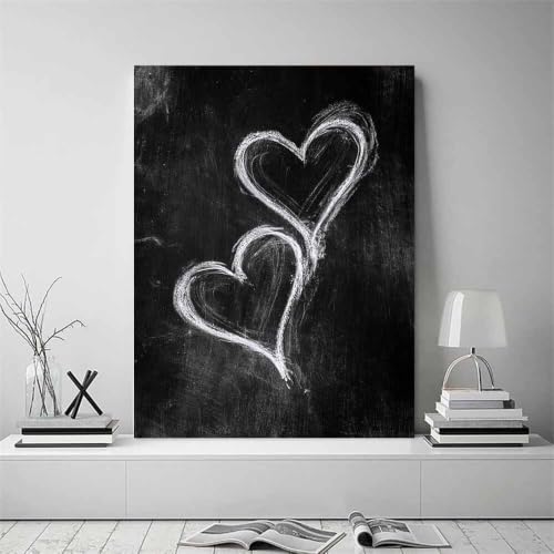 Peinture sur toile cœurs liés symbole d'amour pour décoration murale