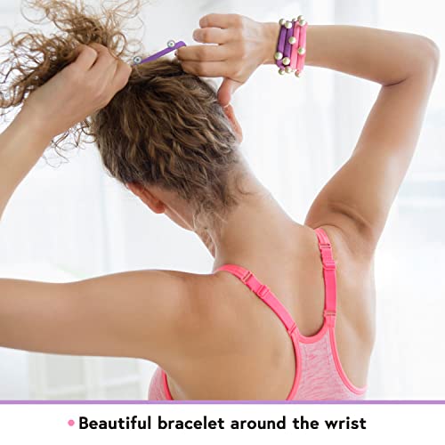 Mary Lavender Large Super Stretch Hair Ties Bracelet With Pearls For All Hair Types 5 Colors No Break Hair Elastics Ponytail Holders Hair Scrunchies 5Cm Diameter No Slipping No Snagging (20 Pcs, Color 3) #TOP4