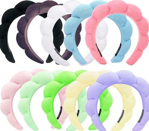 Blithetree Skincare Headbands Sponge Headband for Women, Sponge Spa Headband for Washing Face, Soft Preppy Makeup Head Band for Spa Wash Face Makeup (10 PACK#)