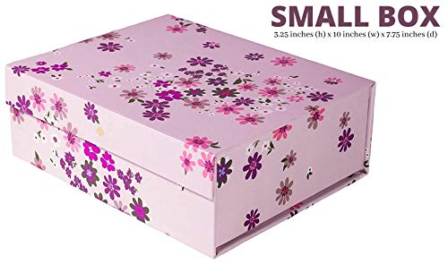 Kate Spade New York Decorative Storage Boxes With Lids, 3 Pack Sturdy Organizer Storage Bins, Includes Small Medium Large Pink Nesting Boxes With Magnetic Closure, Falling Flower #TOP4