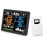 Uzoli EM3566 Estación meteorológica inalámbrica co...: [ RELOJ RADIOCONTROLADO CON DATOS METEOROLÓGICOS ]: Recepción automática de señal DCF, 2 alarmas con función de repetición, pantalla de temperatura y humedad (máx/mín, tendencia, alarma), nivel de confort y moho riesgo, fases lunares, indicador de pr...