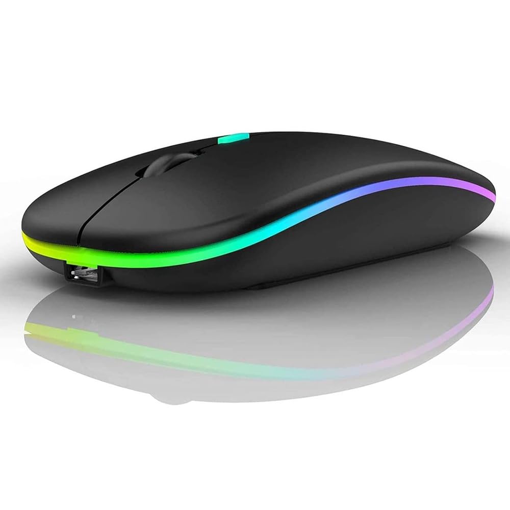 GADIRIA Ratón Inalámbrico Bluetooth Recargable 2,4 GHz Dual 1600 dpi - Mouse Gaming Silencioso para PC y Portátil - Ratón Inalámbrico para Ordenador Gamer - Compatible con Windows/Mac (Negro) — view 5
