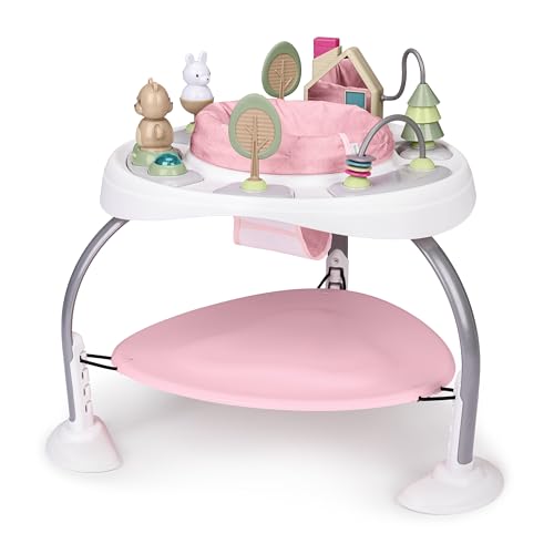 Ingenuity Spring & Sprout 2-in-1 Jumperoo Baby-Aktivitätscenter als Jumper und Tisch mit Spielzeug – ab 6 Monaten, First Forest (Rosa)