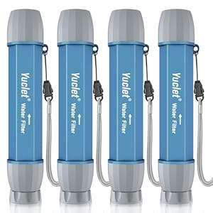 4 Pack Water Filter Straw, Portable Personal Water Filtration System, Water Purifier Survival, Emergency Preparedness for Camping Hiking Drinking Travel Hunting and Family Outing