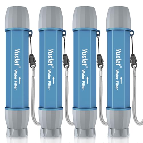 4 Pack Water Filter Straw, Portable Personal Water Filtration System, Water Purifier Survival, Emergency Preparedness for Camping Hiking Drinking Travel Hunting and Family Outing