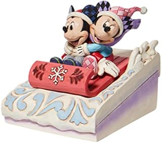 Enesco Disney Traditions Mickey & Minnie Sledding 4.5 in H x 3.9 in W x 5.5 in L Multicolor 6008972